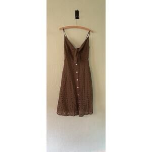 Iffel Sleeveless Dress Spaghetti Strap Fish Eye Pockets Size Small Army Green